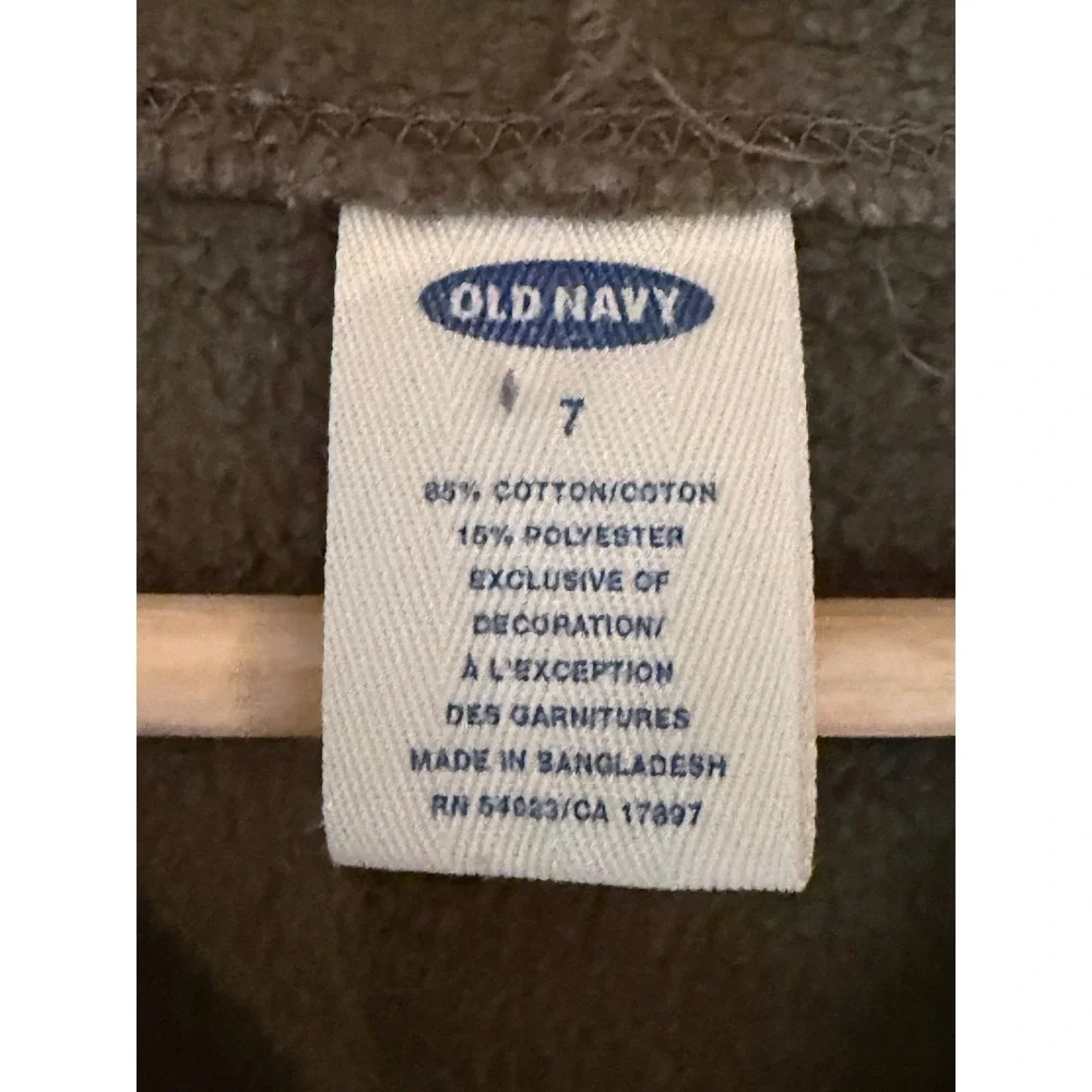 Kids Old Navy Olive Green Football‎ Graphic Half Zip Hoodie Size 7